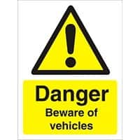 Warning Sign Beware Of Vehicles Plastic 20 x 15 cm