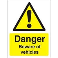 Warning Sign Beware Of Vehicles Adhesive Plastic 30 x 20 cm