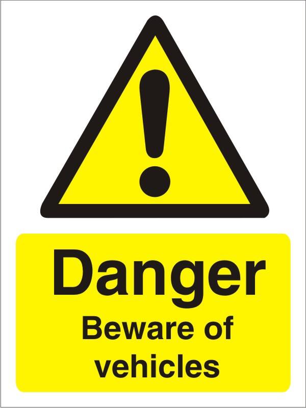 Warning Sign Beware Of Vehicles Adhesive Plastic 40 x 30 cm