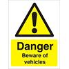 Warning Sign Beware Of Vehicles Plastic 40 x 30 cm