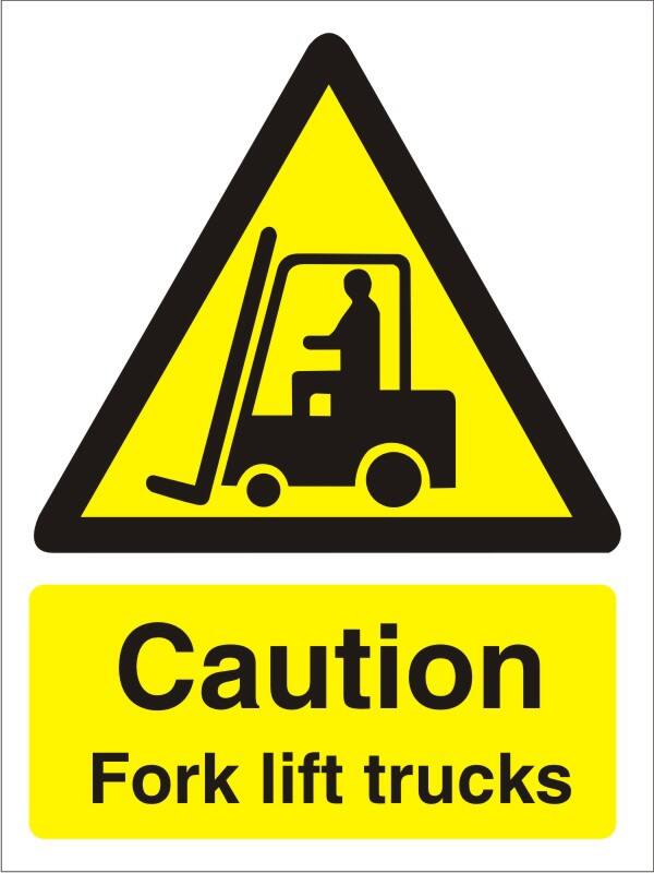 Warning Sign Fork Lift Trucks Adhesive Vinyl 20 x 15 cm