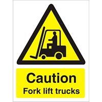 Warning Sign Fork Lift Trucks Vinyl 20 x 15 cm
