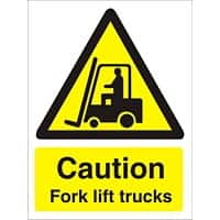 Warning Sign Fork Lift Trucks Plastic 30 x 20 cm