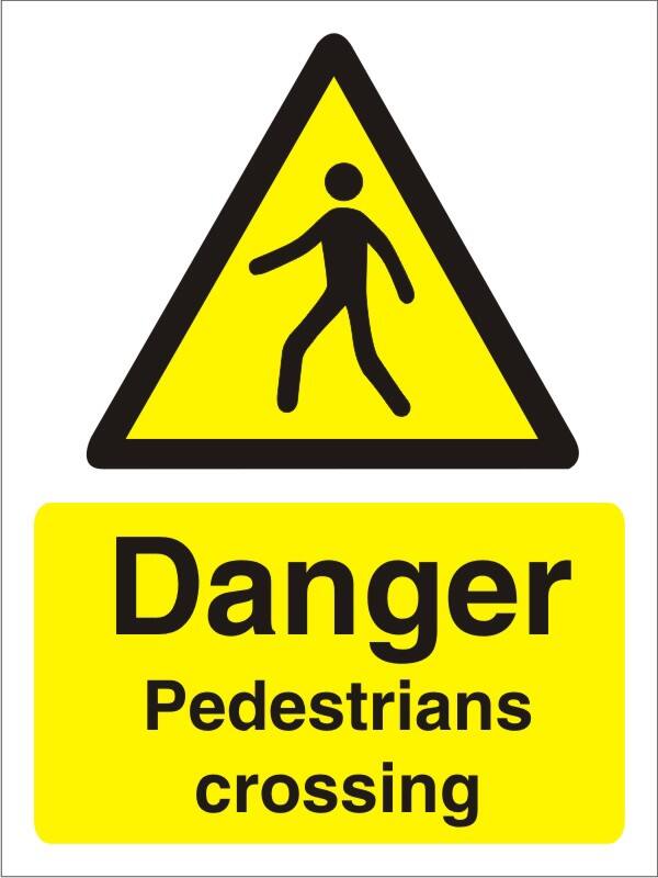 Warning Sign Pedestrians Crossing Adhesive Vinyl 30 x 20 cm