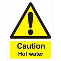 Warning Sign Hot Water Vinyl 20 x 15 cm