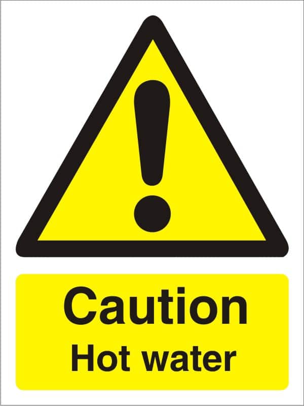 Warning Sign Hot Water Adhesive Plastic 20 x 15 cm W0189SRP1