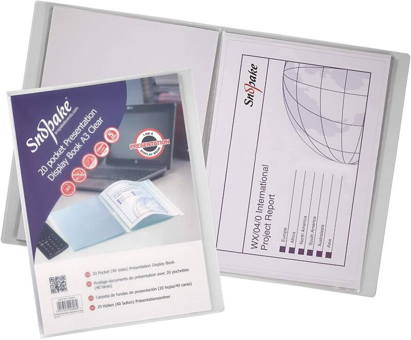 Snopake Superline 20 pocket A3 Presentation Folder 11953 Transparent 32.2 x 1.5 x 44 cm