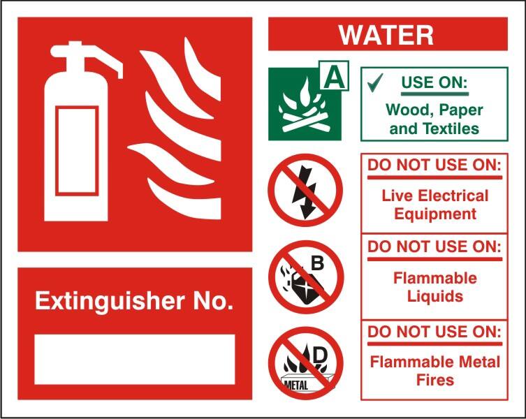 Fire Extinguisher Sign Water Extinguisher No. Adhesive Vinyl 15 x 15 cm
