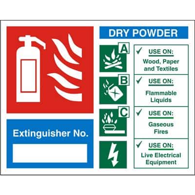 Fire Extinguisher Sign Dry Powder Extinguisher No. Plastic 12 x 15 cm