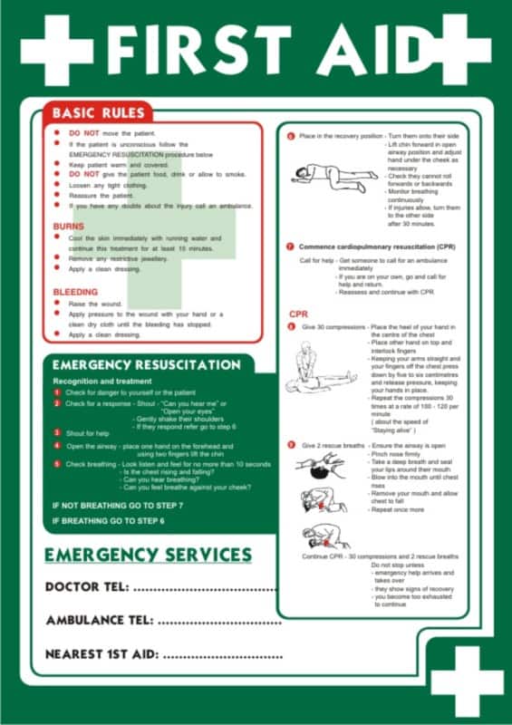 Health and Safety Poster First Aid Adhesive PP (Polypropylene) 42 x 59.4 cm