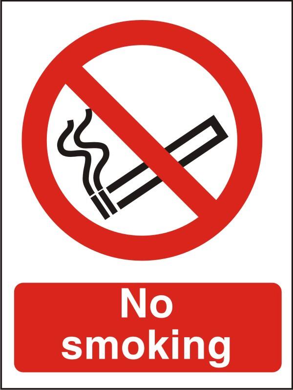 Warning Sign No Smoking Adhesive Vinyl 21 x 29.7 cm