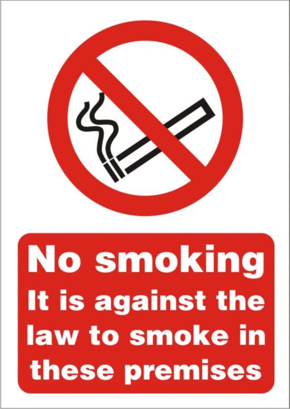 Warning Sign No Smoking Adhesive Plastic 21 x 29.7 cm