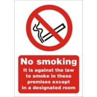 Prohibition Sign Against the Law to Smoke on these Premises Vinyl 14.8 x 21 cm