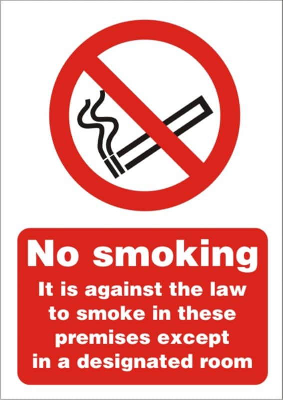 Warning Sign No Smoking Adhesive Plastic 21 x 29.7 cm