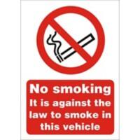 Prohibition Sign Against the Law to Smoke in this Vehicle A4 Vinyl 21 x 29.7 cm