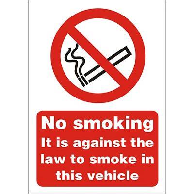 Prohibition Sign Against the Law to Smoke in this Vehicle A5 Vinyl 14.8 x 21 cm