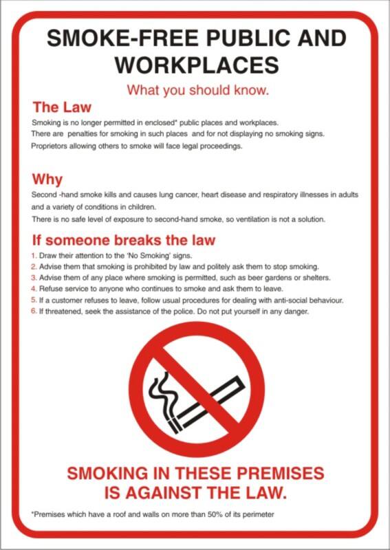 Warning Sign No Smoking Adhesive Plastic 42 x 59.4 cm