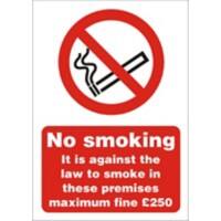 Prohibition Sign Against the Law to Smoke on these Premises A5 Vinyl 14.8 x 21 cm