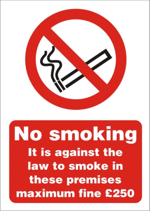 Warning Sign No Smoking Adhesive Plastic 21 x 29.7 cm