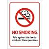 Prohibition SignAgainst the Law to Smoke on these Premises Self Adhesive Vinyl 14.8 x 21 cm