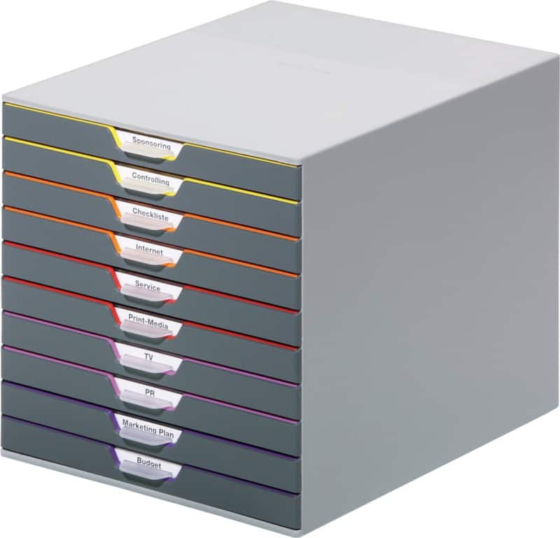 DURABLE VARICOLOR Drawer Unit Plastic Multicolour 10 Drawers 28 x 35.6 x 29.2 cm A4