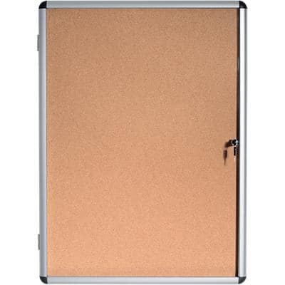 Bi-Office Enclore Indoor Lockable Notice Board Non Magnetic 4 x A4 Wall Mounted 50 (W) x 67.4 (H) cm Brown