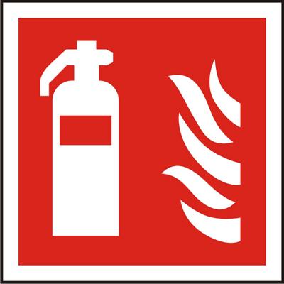 Fire Extinguisher Sign Extinguisher & Flames Vinyl 10 x 10 cm