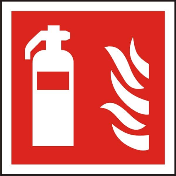 Fire Extinguisher Sign Extinguisher & Flames Adhesive Plastic 10 x 10 cm