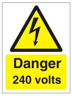 Warning Sign 245 Volts Adhesive Plastic 40 x 30 cm