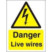 Warning Sign Live Wires Adhesive Plastic 20 x 15 cm