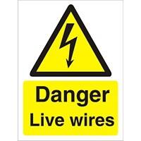 Warning Sign Live Wires Adhesive Plastic 30 x 20 cm
