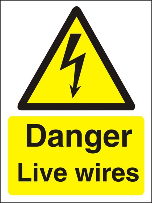 Warning Sign Live Wires Adhesive Plastic 40 x 30 cm