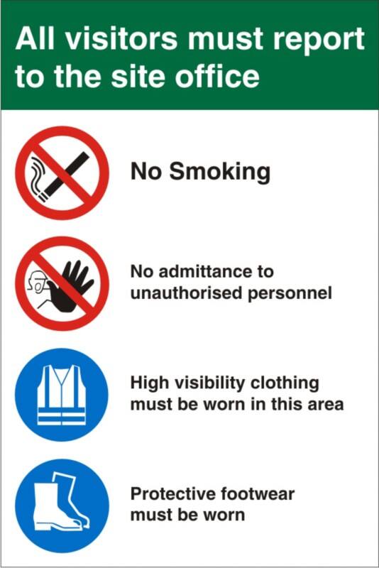 Mandatory Sign Visitors Report To Office Adhesive Plastic 60 x 40 cm