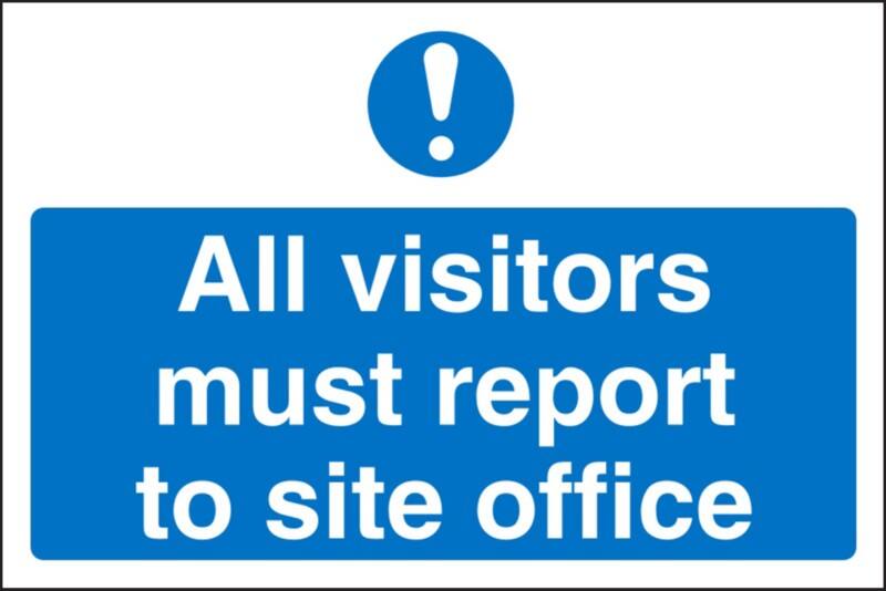 Mandatory Sign Visitors Report To Office Freestanding Corrugated Board 30 x 40 cm