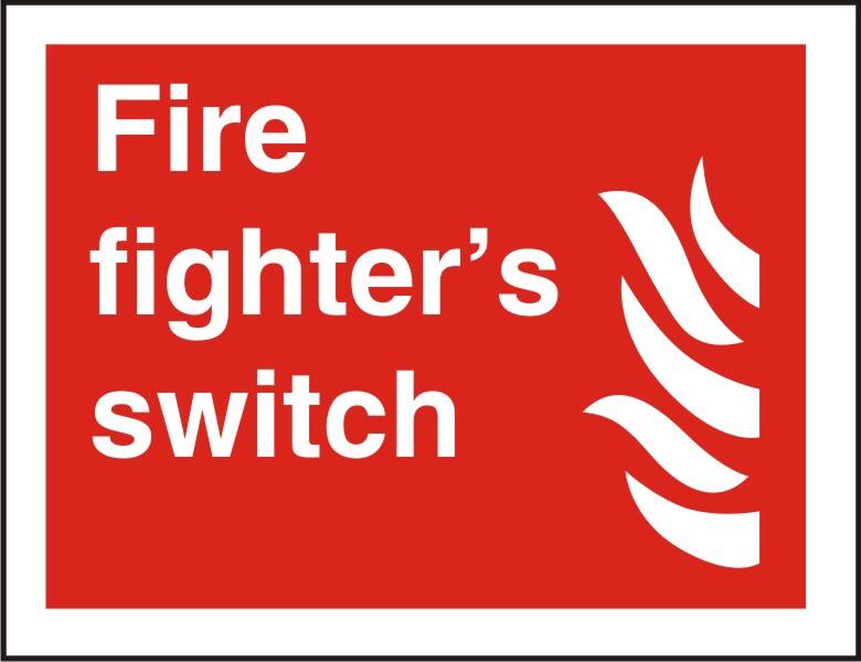Fire Information Sign Fire Fighter's Switch Adhesive Vinyl 20 x 30 cm