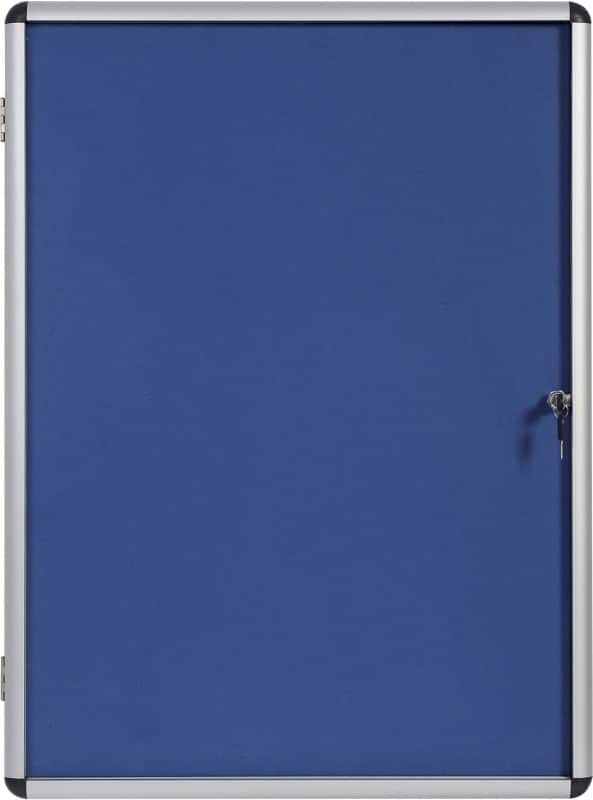 Bi-Office Enclore Indoor Lockable Notice Board Non Magnetic 9 x A4 Wall Mounted 72 (W) x 98.1 (H) cm Blue