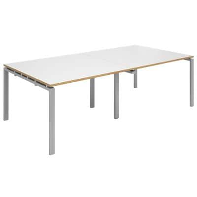Dams International Rectangular Boardroom Table with White/Oak Edge Coloured MFC & Aluminium Top and Silver Frame EBT2412-S-WO 2400 x 1200 x 725 mm