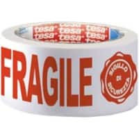 tesa Packaging Tape FRAGILE Red, White 50 mm (W) x 66 m (L)