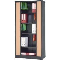 Realspace Tambour Cupboard Lockable with 4 Shelves Steel 1000 x 450 x 1980mm Black & Beech