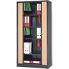 Realspace RS Pro Tambour Cupboard Steel 4 Lockable 1,000 x 450 x 1,980 mm Black, Brown