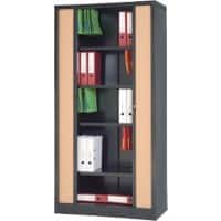 Realspace Tambour Cupboard Lockable with 4 Shelves Steel 1000 x 450 x 1980mm Black, Brown