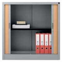 Realspace Tambour Cupboard Steel 1 Shelf Lockable 1,000 x 450 x 1,000 mm Brown, Silver