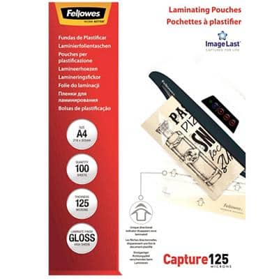Fellowes Laminating Pouches 53074 Clear A4 21.6 x 30.3 cm Pack of 100