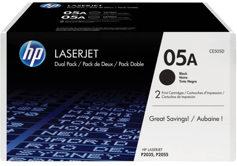 HP 05A Original Toner Cartridge CE505D Black Pack of 2 Duopack