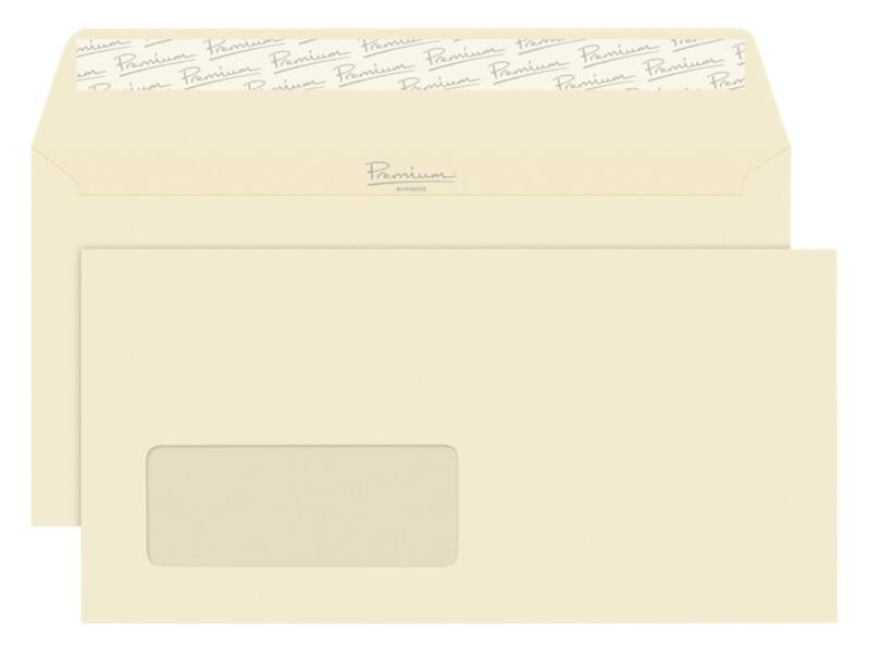 Premium Business Envelopes with Window DL 220 (W) x 110 (H) mm Adhesive Strip Cream 120 gsm Pack of 500