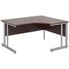 Corner Right Hand Design Ergonomic Desk with Walnut MFC Top and Silver Frame Adjustable Legs Momento 1400 x 1200 x 725 mm
