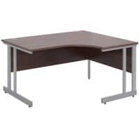 Corner Right Hand Design Ergonomic Desk with Walnut MFC Top and Silver Frame Adjustable Legs Momento 1400 x 1200 x 725 mm