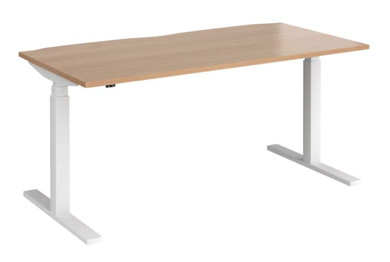 Elev8 Rectangular Sit Stand Single Desk with Beech Coloured Melamine Top and White Frame 2 Legs Touch 1600 x 800 x 675 - 1300 mm