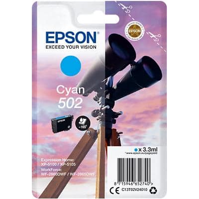 Epson 502 Original Ink Cartridge C13T02V24010 Cyan