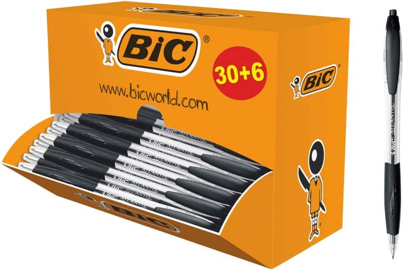 BIC Atlantis Classic Atlantis Classic Retractable Ballpoint Pen Black 0.4 mm Medium Ballpoint Refillable 3Pack of 6